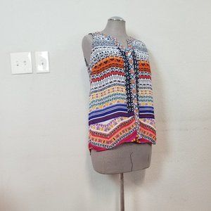Valerie Stevens Sleeveless Multicolor Lace Back Lightweight Top Sz PM